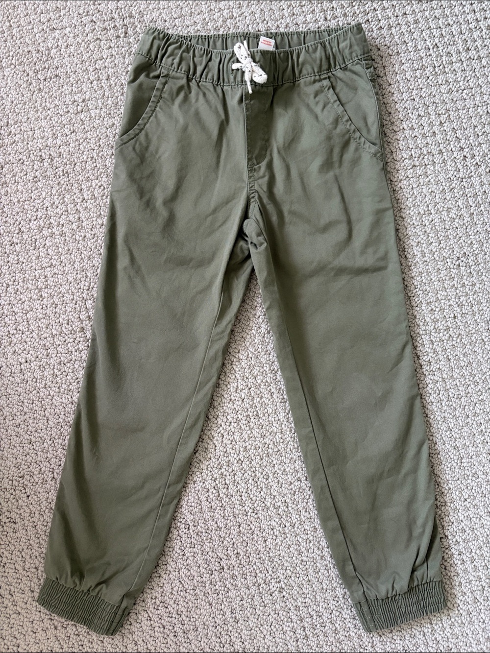 Cat and Jack Boys Olive Army Green Chino Joggers Size 6